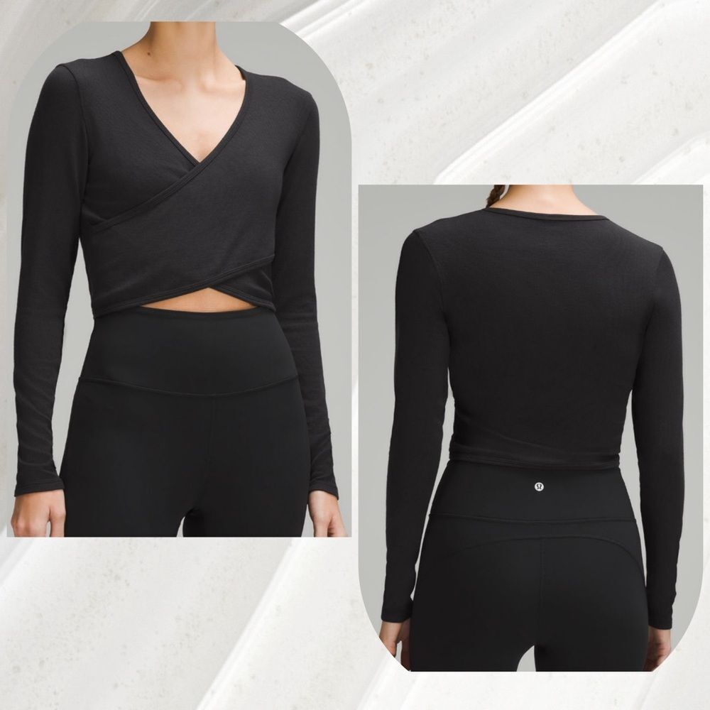 Lululemon Wrap-Front Ribbed Long-Sleeve Top size 6 NWT